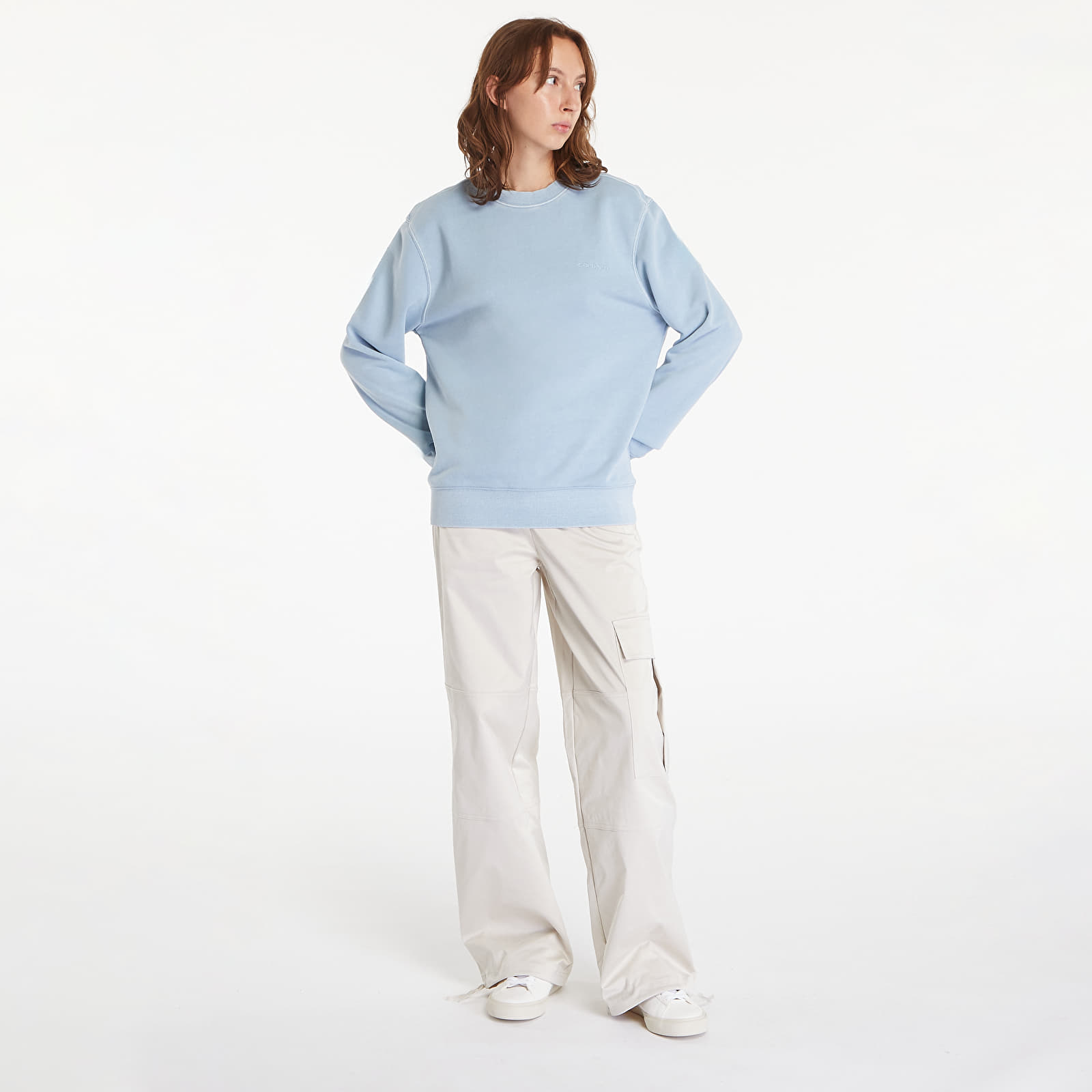 Bluzy Carhartt WIP Duster Script Sweatshirt UNISEX Misty Sky Garment Dyed