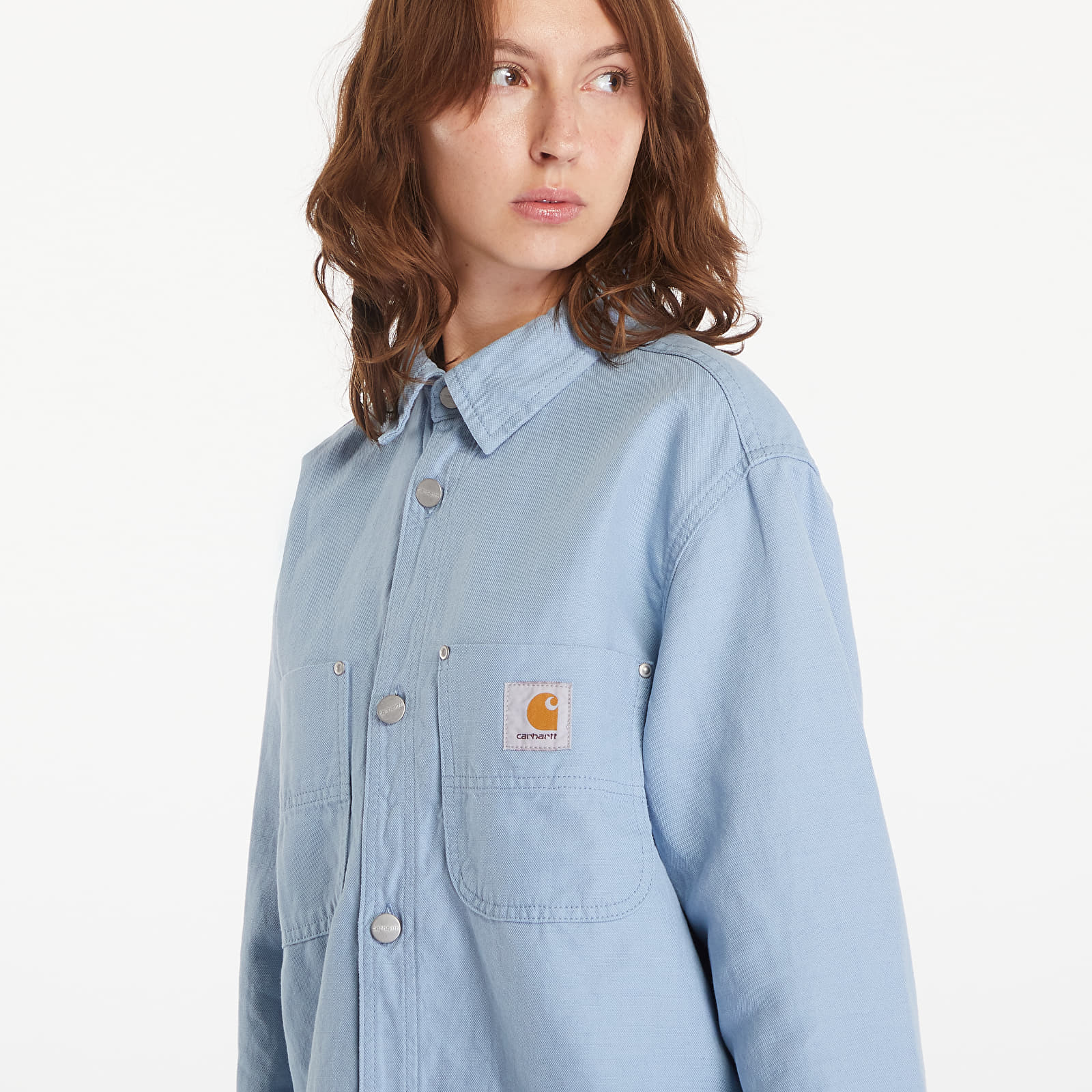 Pánské bundy Carhartt WIP Walter Shirt Jacket UNISEX Misty Sky Rinsed