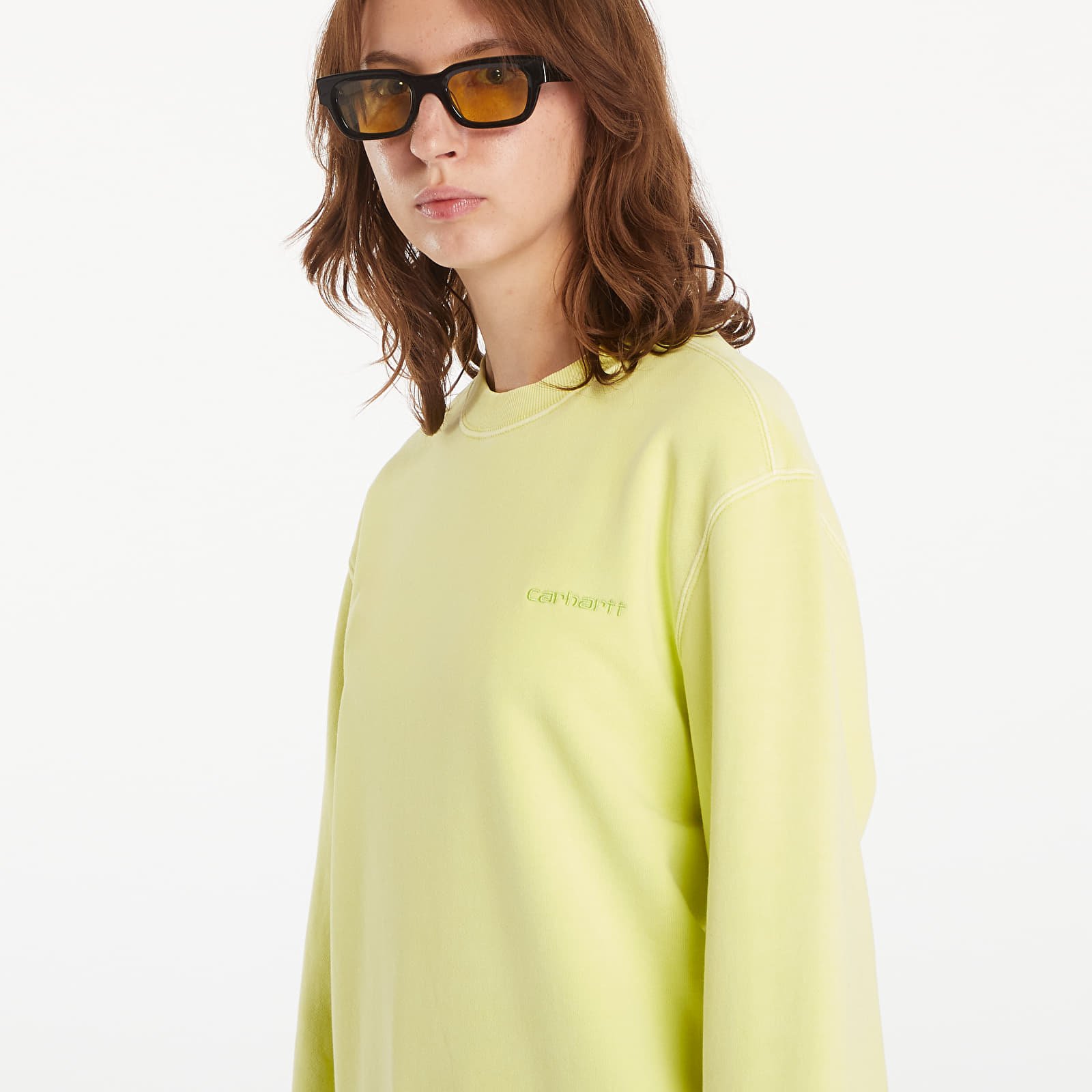 Kapucnis pulóverek és pulcsik Carhartt WIP Duster Script Sweatshirt UNISEX Arctic Lime Garment Dyed