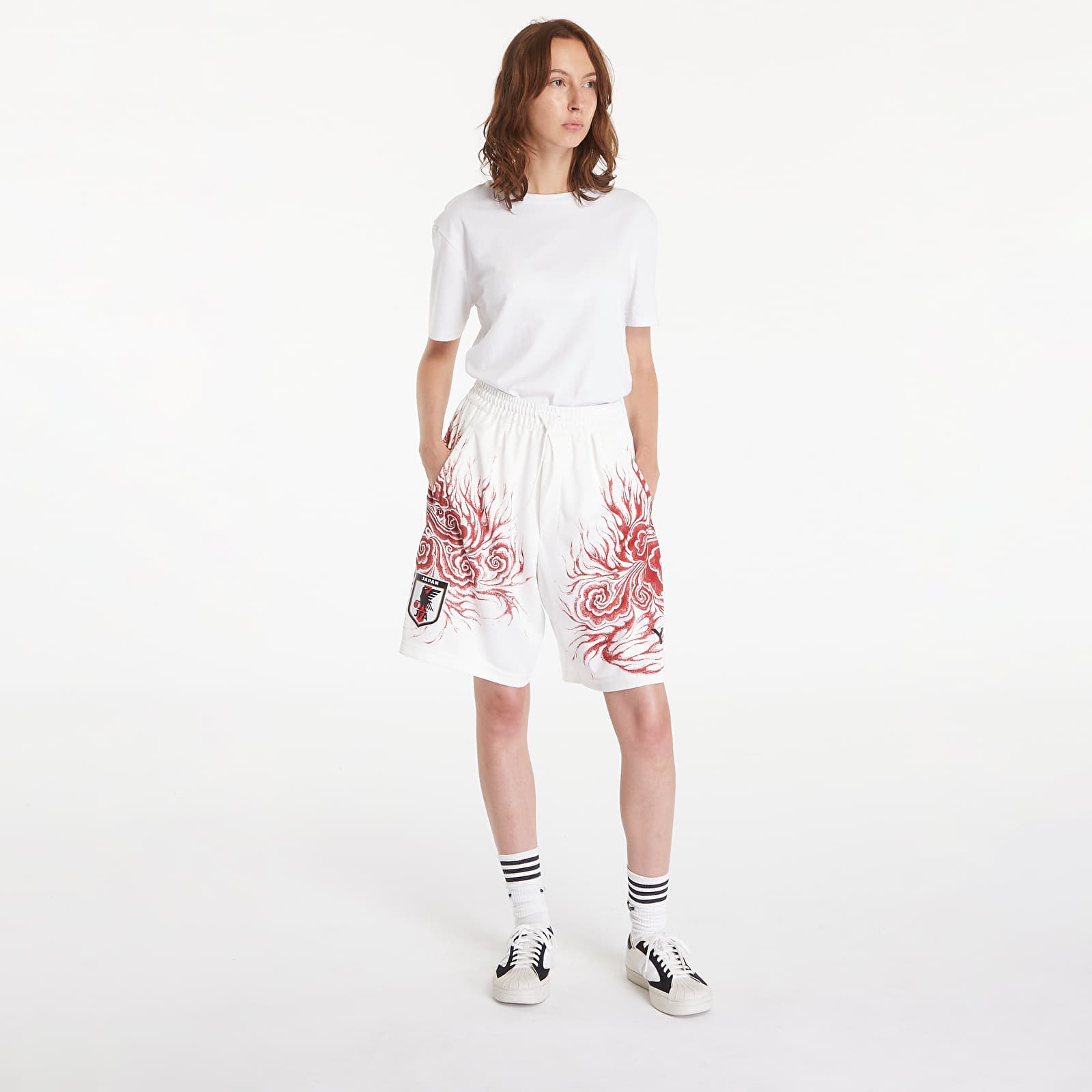 Šortai Y-3 JFA Graphic Shorts UNISEX Core White/ /Tepo Red