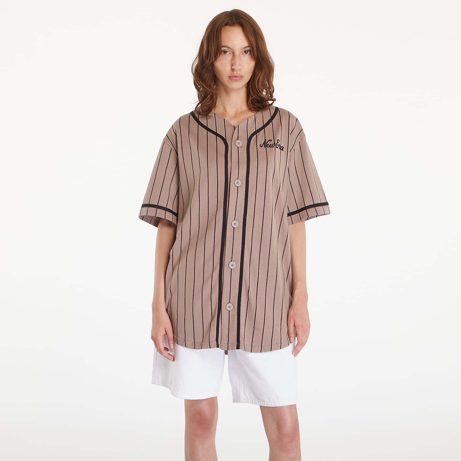Tricouri New Era Pinstripe Jersey Ash Brown/ Black