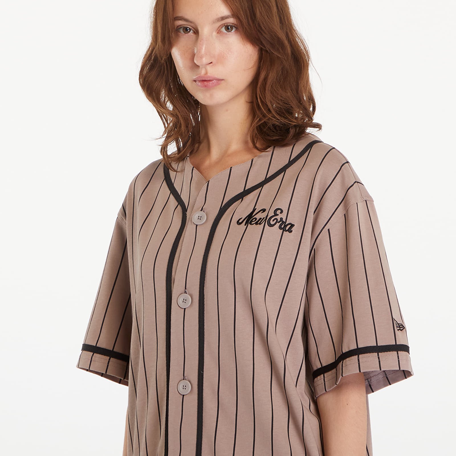 Tricouri New Era Pinstripe Jersey Ash Brown/ Black