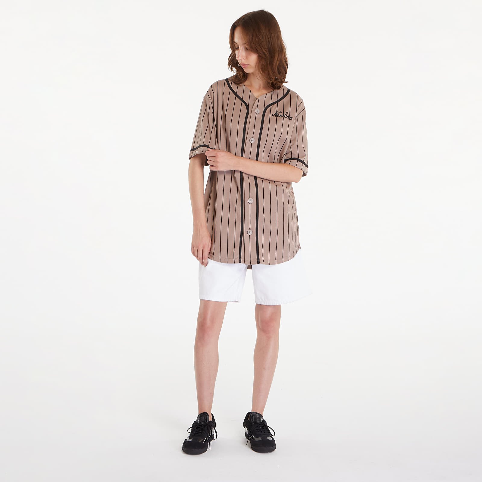 Tricouri New Era Pinstripe Jersey Ash Brown/ Black