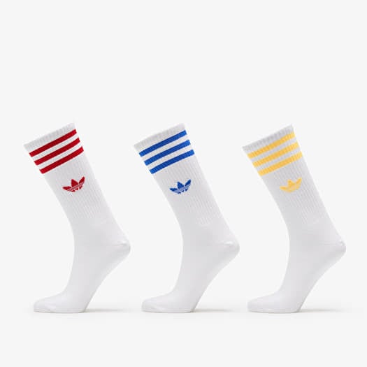 adidas High Crew Solid Socks 3-Pack White / Blue / Spark / Better Scarlet