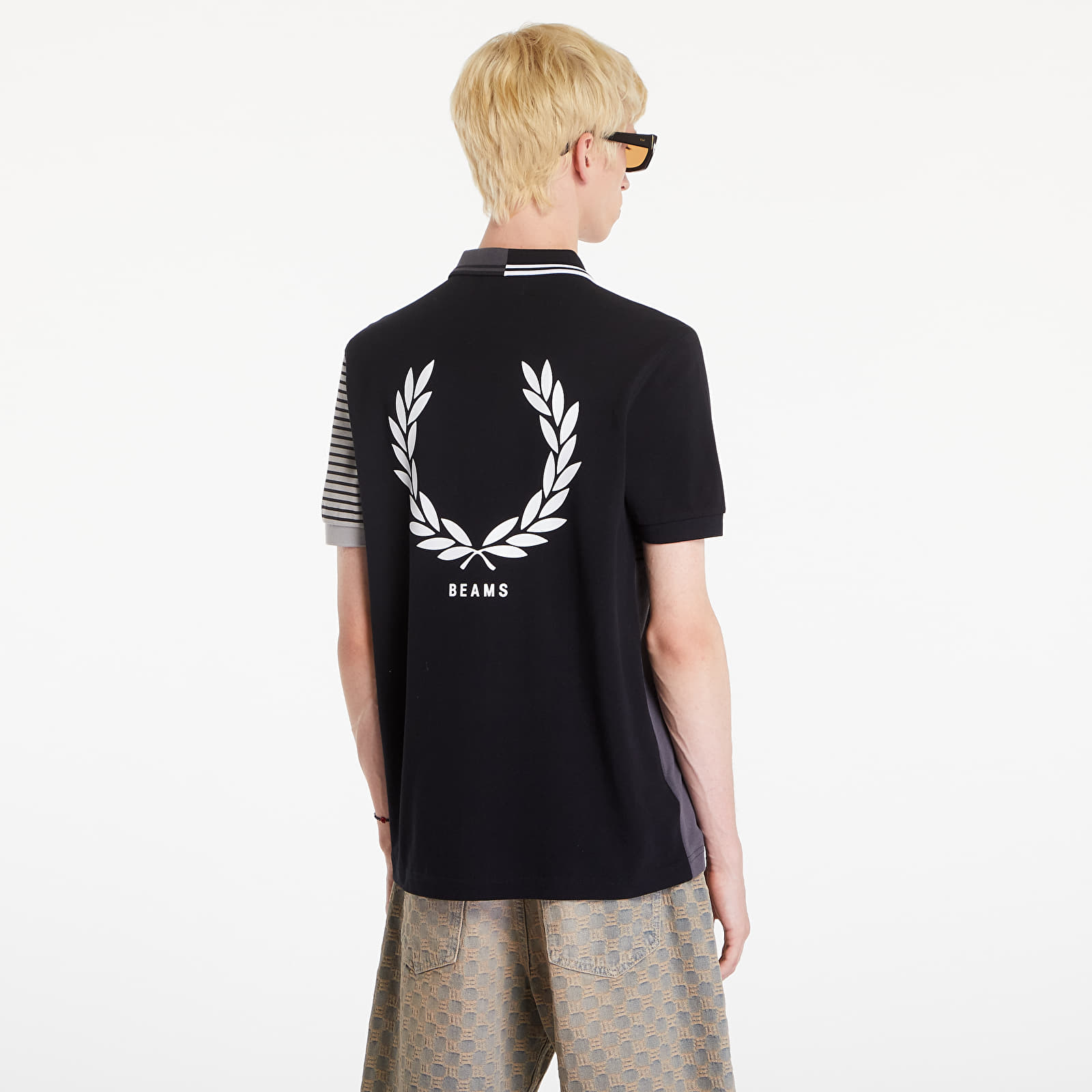 Koszulki FRED PERRY Beams Striped Panel Fp Polo T-Shirt Black