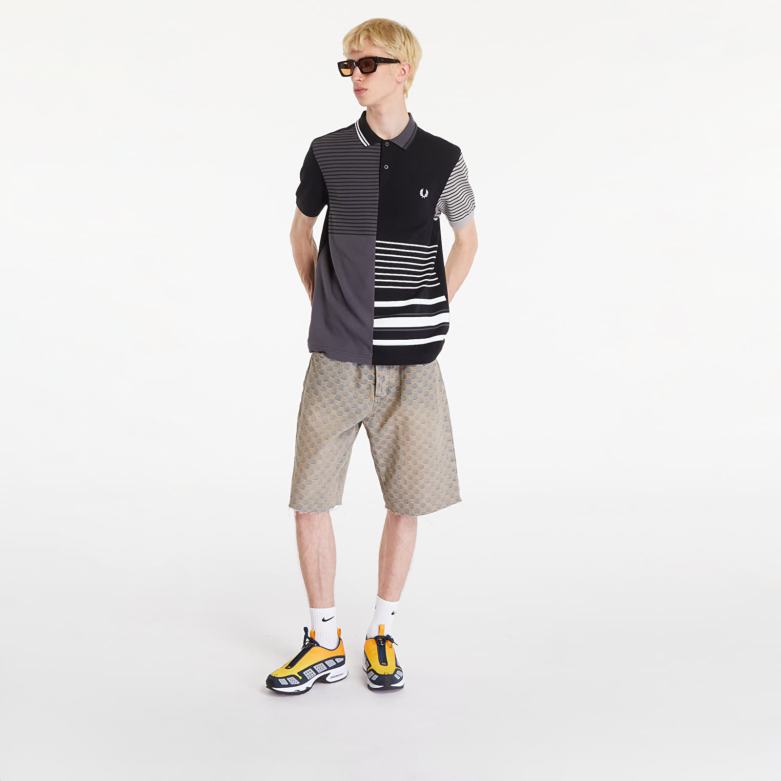 Koszulki FRED PERRY Beams Striped Panel Fp Polo T-Shirt Black