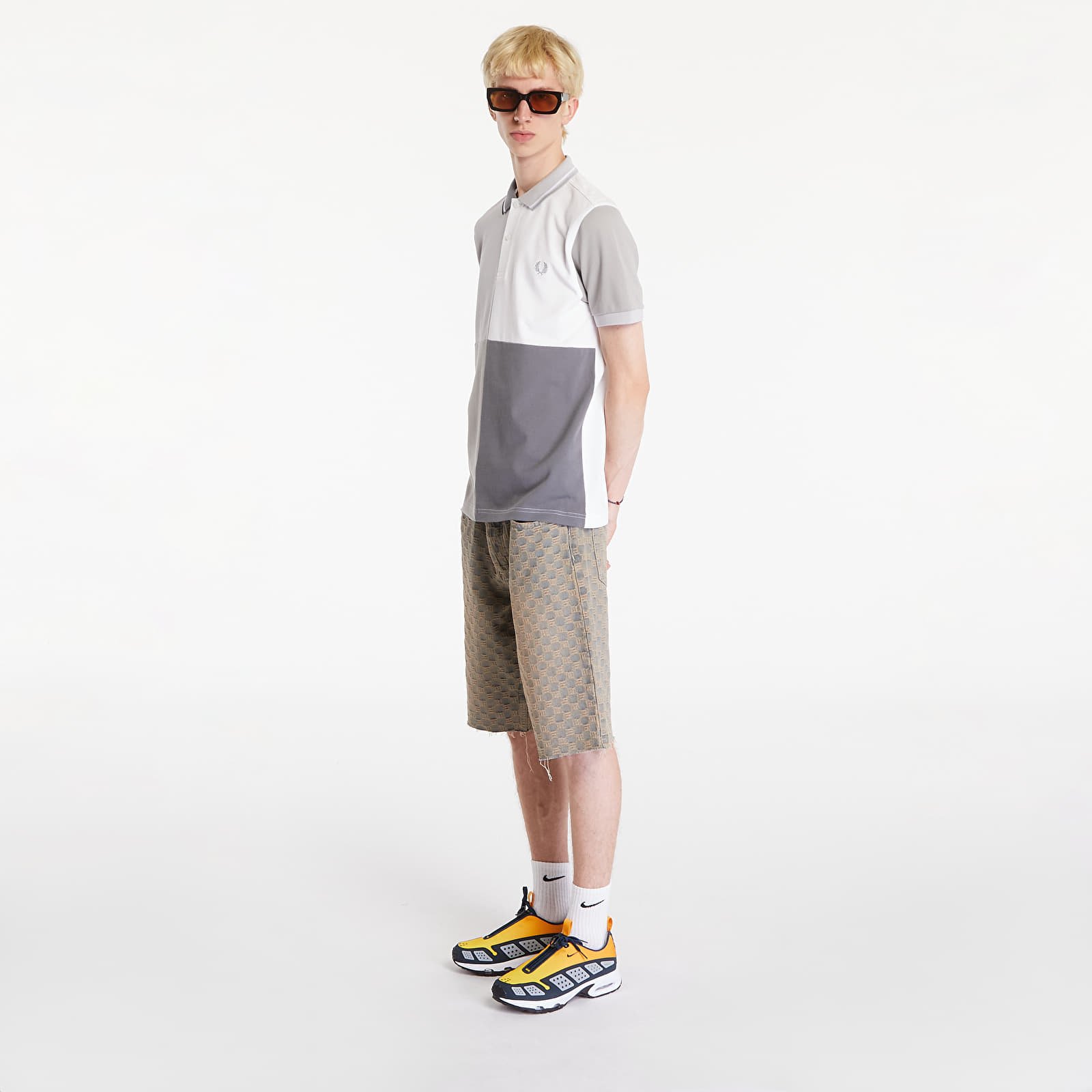 Trička FRED PERRY Beams Grid Design Fp Polo T-Shirt White