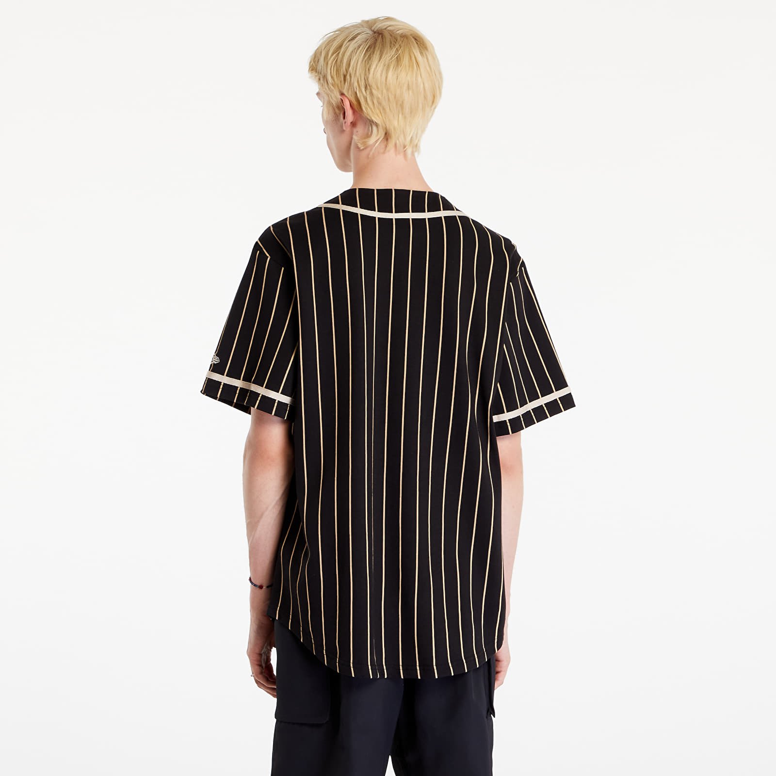 T-shirty męskie New Era Pinstripe Jersey Black/ Stone