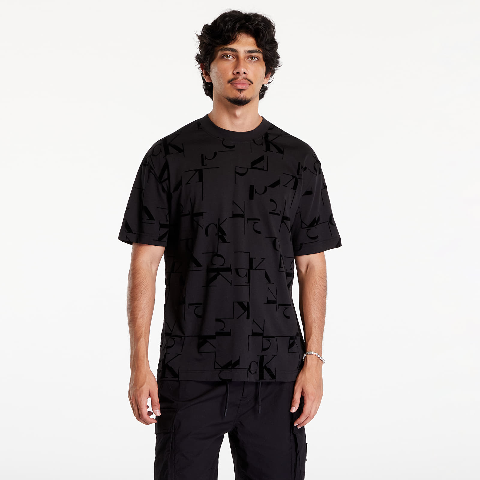 T-shirty męskie Calvin Klein Jeans Aop Monogram Tee Black