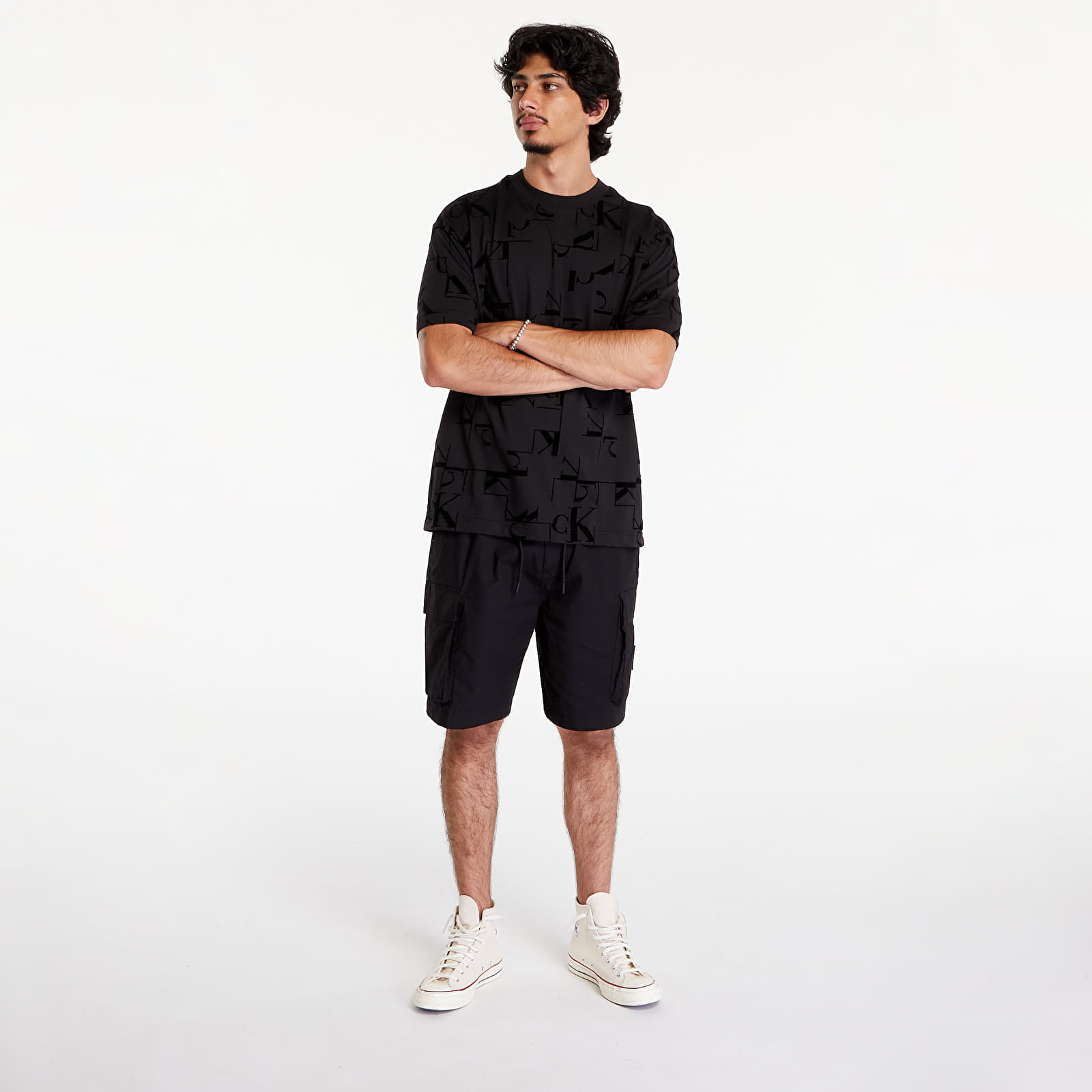 T-shirty męskie Calvin Klein Jeans Aop Monogram Tee Black