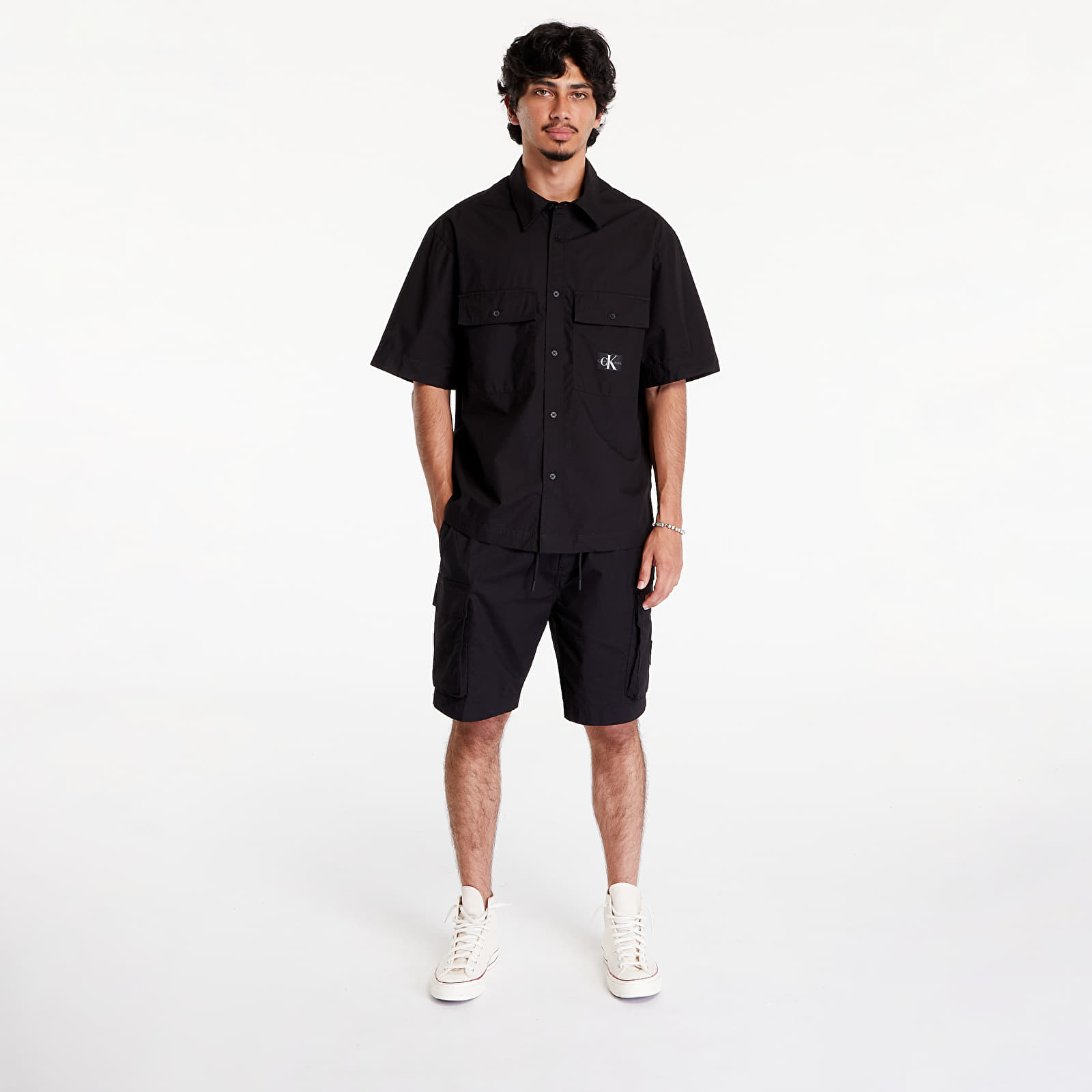 Ingek Calvin Klein Jeans Cotton Poplin Utility Shirt Black