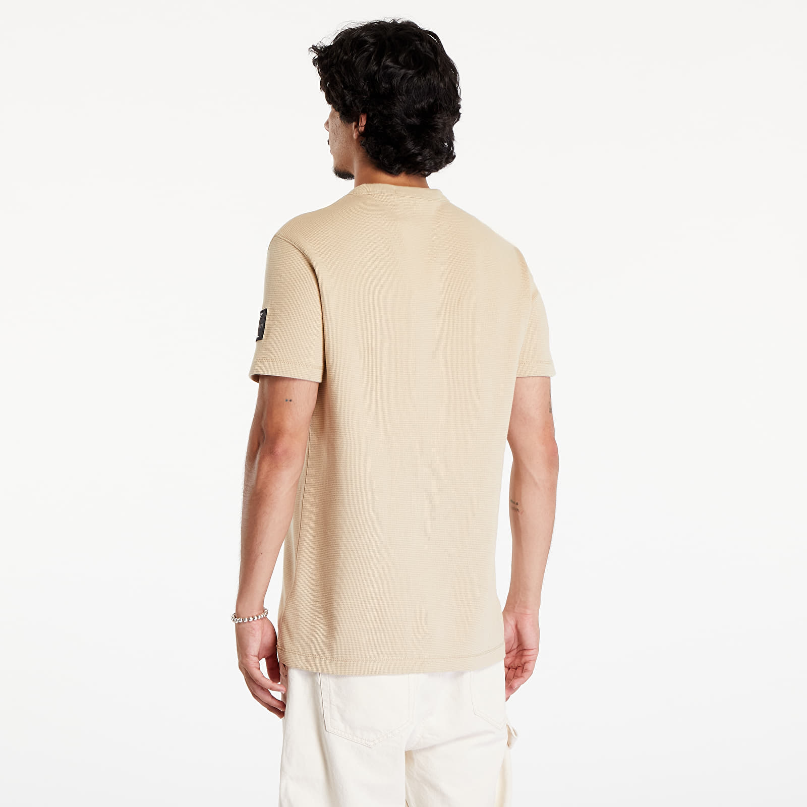 Marškinėliai Calvin Klein Jeans Badge Waffle Tee Khaki