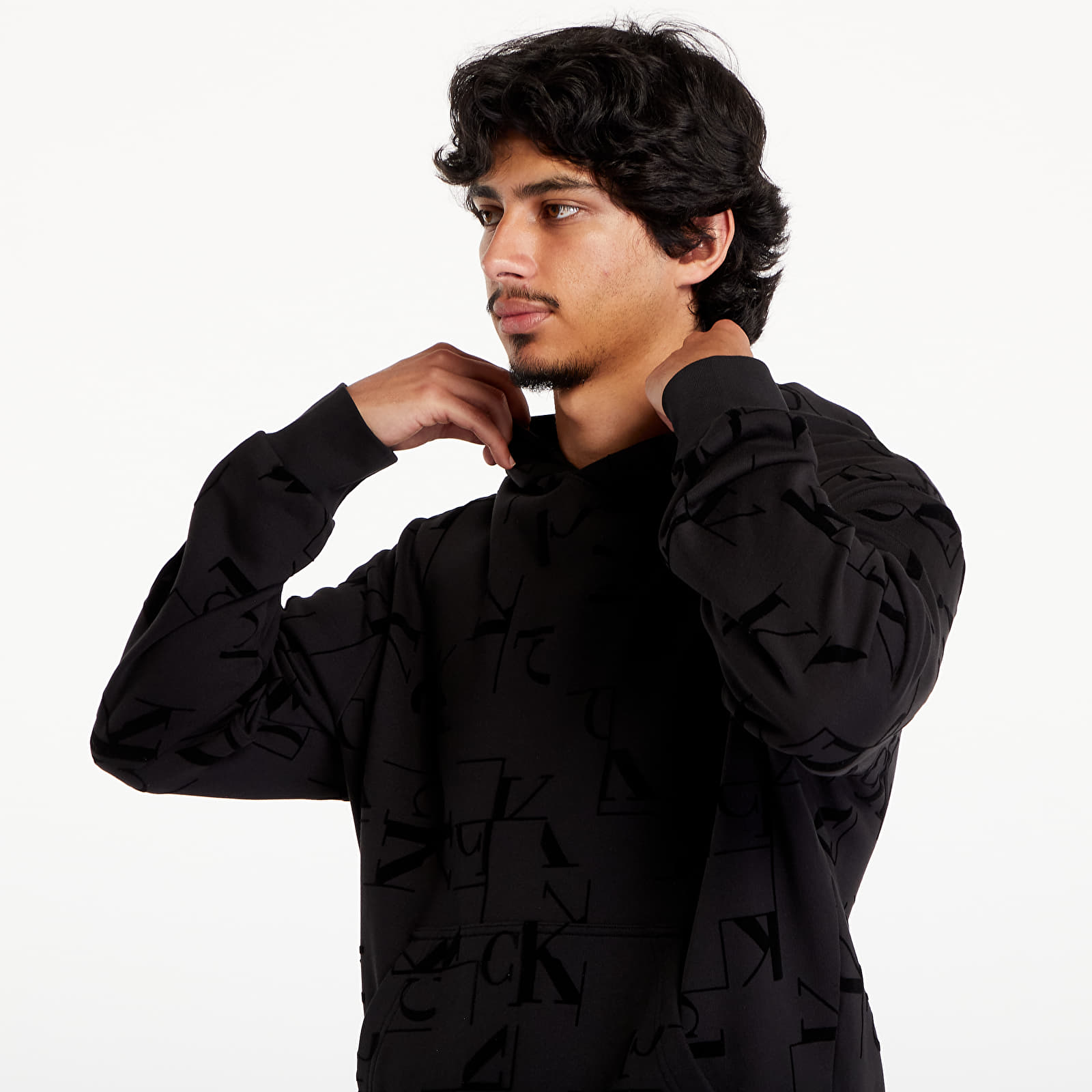 Mikiny Calvin Klein Jeans Aop Hoodie Black