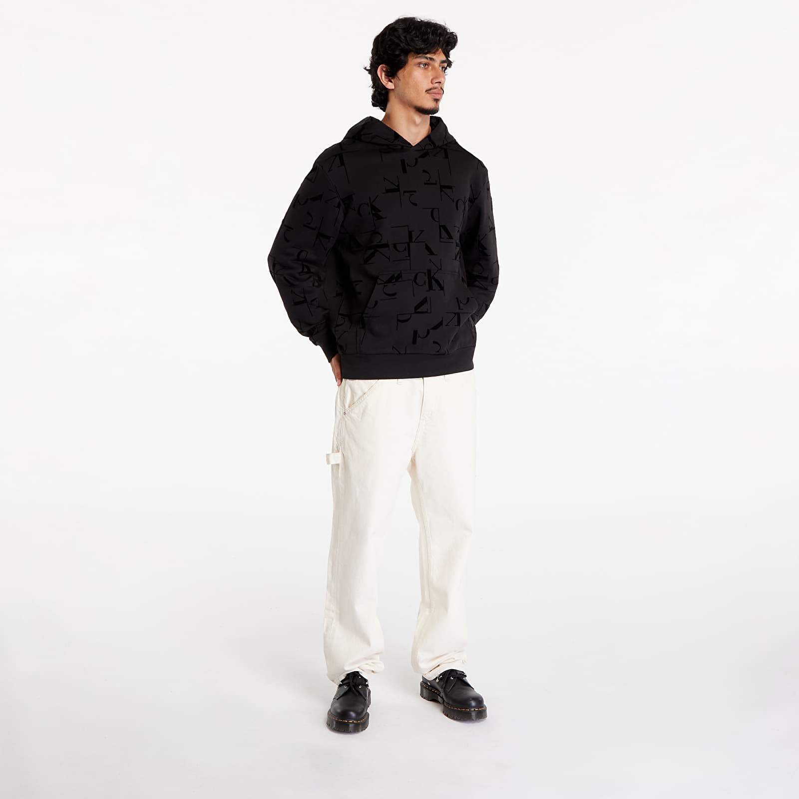 Mikiny Calvin Klein Jeans Aop Hoodie Black
