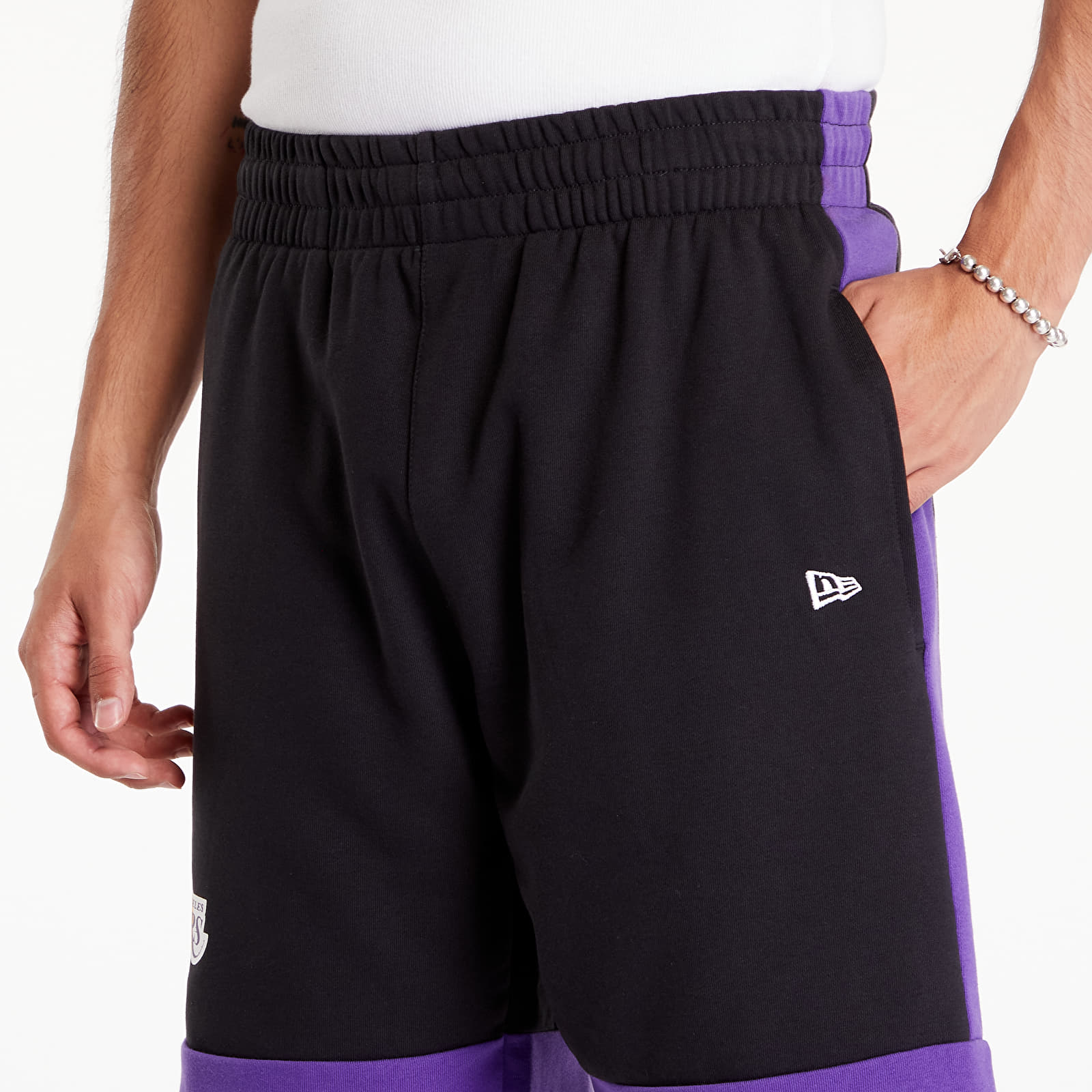Pánské kraťasy New Era NBA Colour Block Shorts Los Angeles Lakers Black/ True Purple