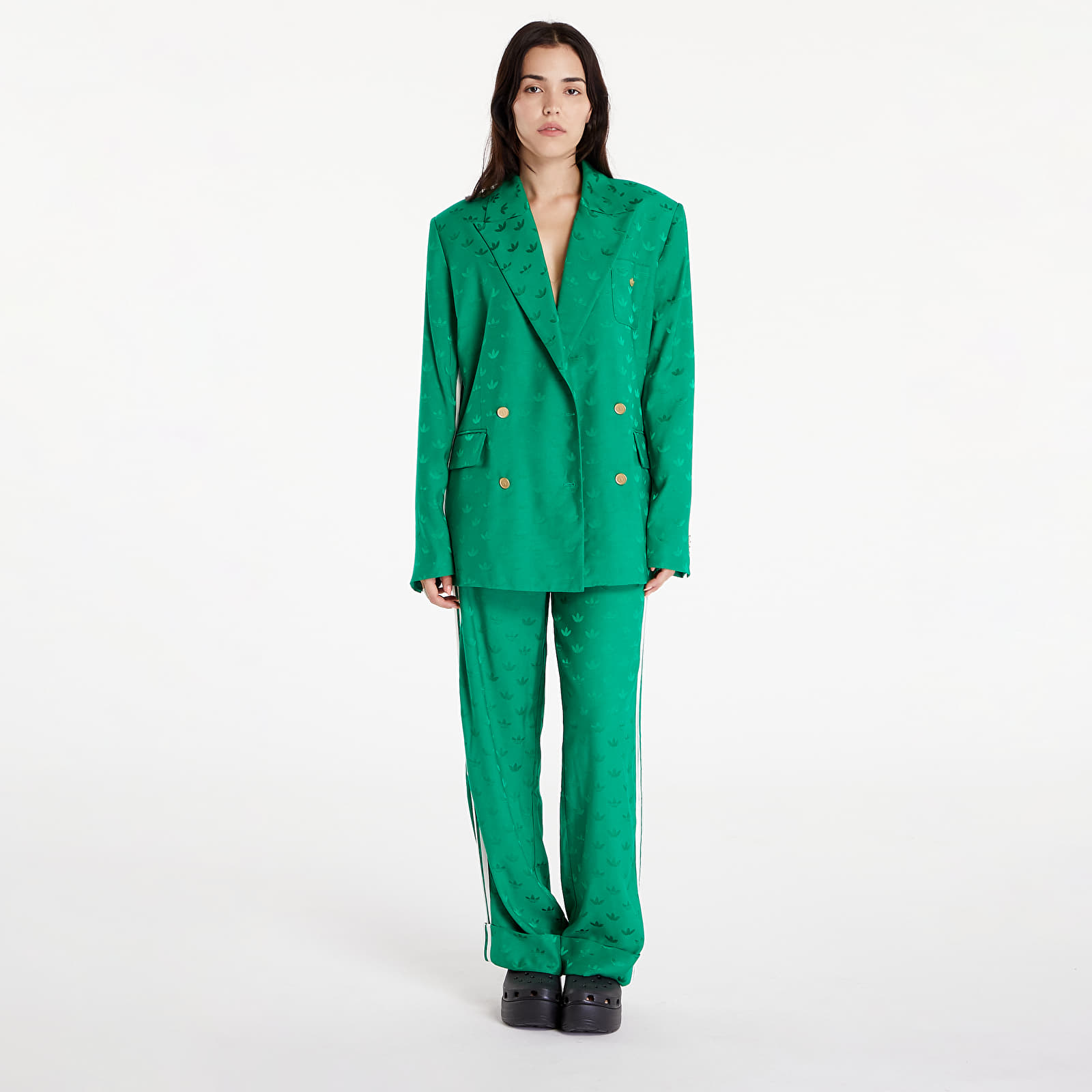 Women's trousers adidas Premium Woven Jaquard Pants Green