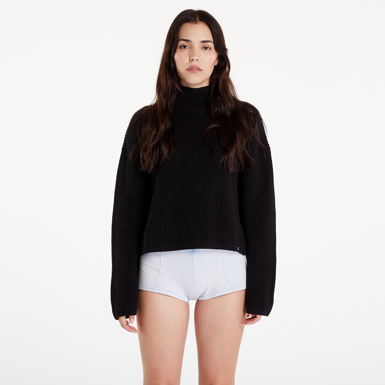 Pulover Calvin Klein Jeans Chunky Loose High Neck Sweater Black