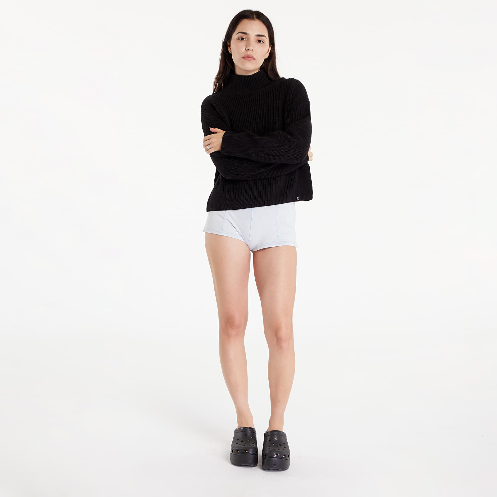 Džemperi Calvin Klein Jeans Chunky Loose High Neck Sweater Black