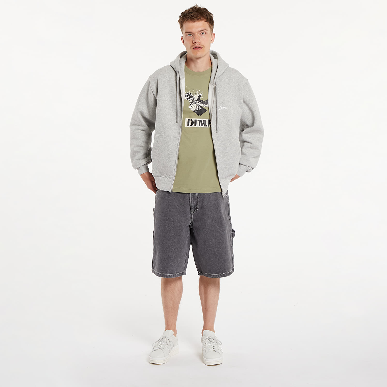Kapucnis pulóverek és pulcsik Dime Cursive Zip Hoodie UNISEX Heather Gray