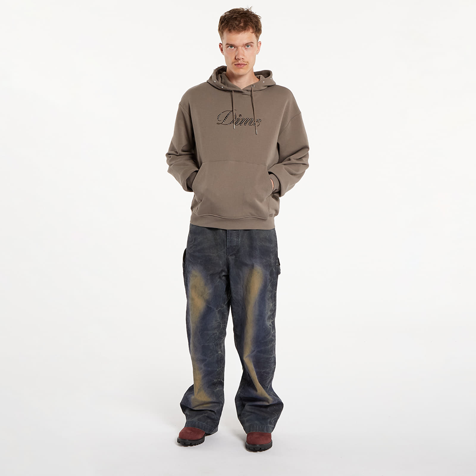 Mikiny Dime Cursive French Terry Hoodie UNISEX Walnut
