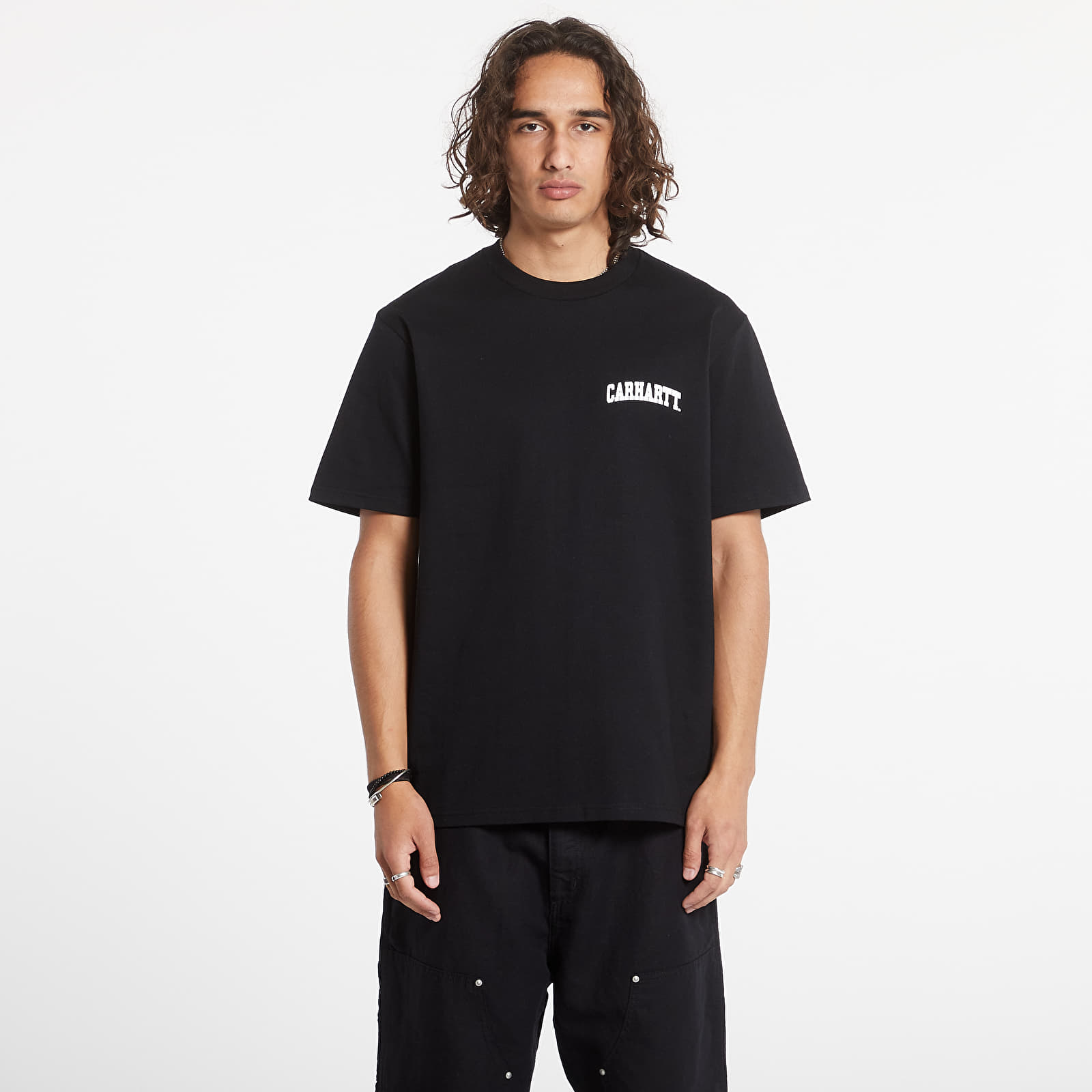 Pólók Carhartt WIP S/S University Script T-Shirt Black/ White