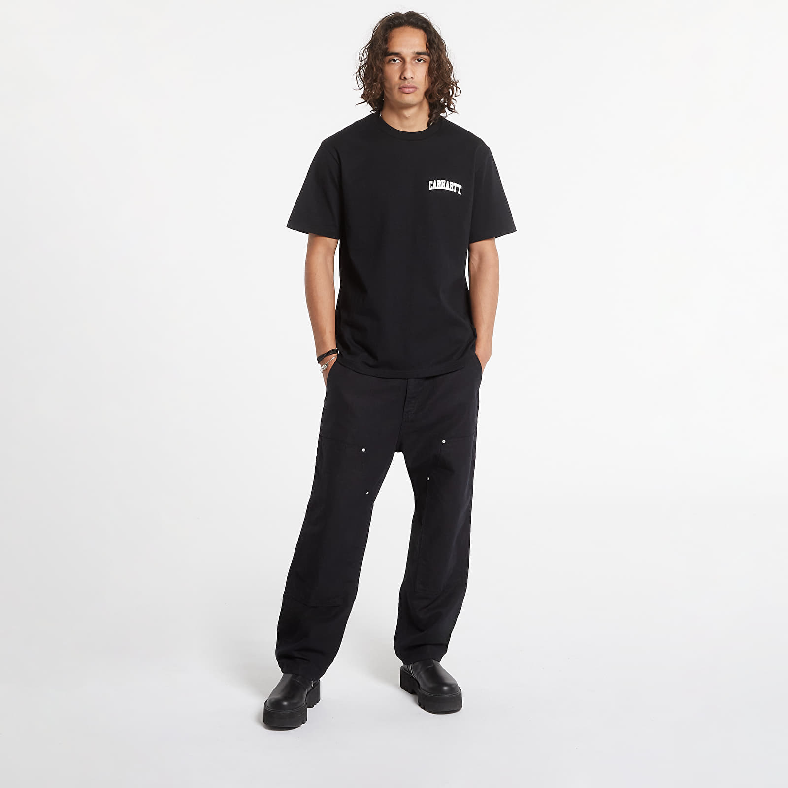 Pólók Carhartt WIP S/S University Script T-Shirt Black/ White