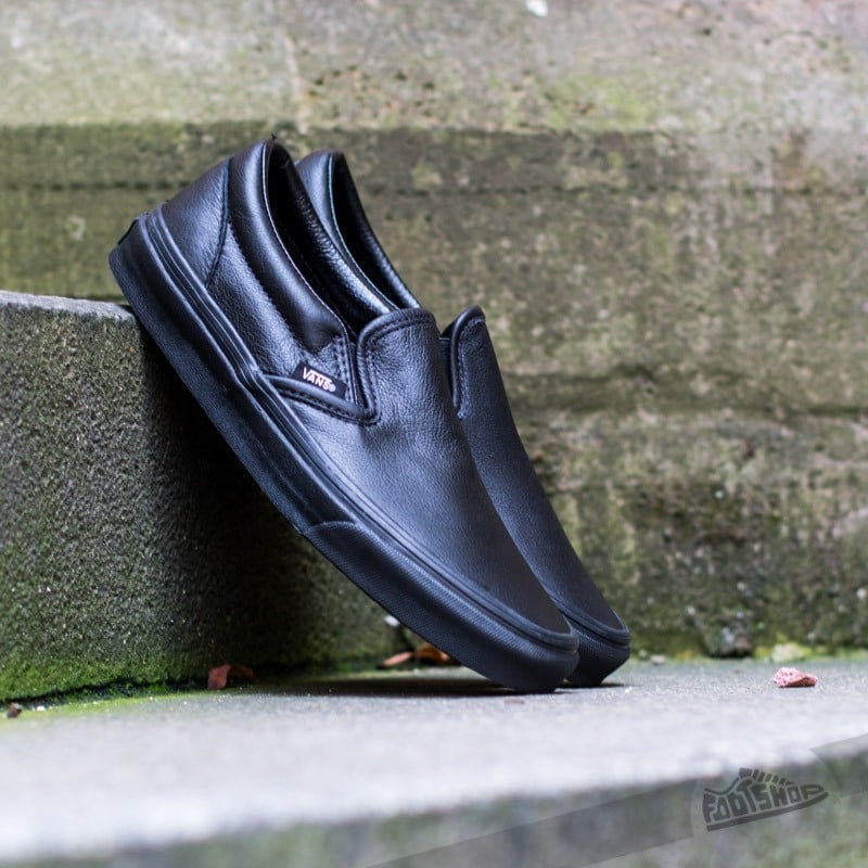 Vans Classic Slip On Premium Leather Black Mono
