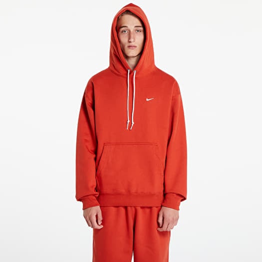 Mikina Nike Solo Swoosh Men's Fleece Pullover Hoodie Dragon Red/ White