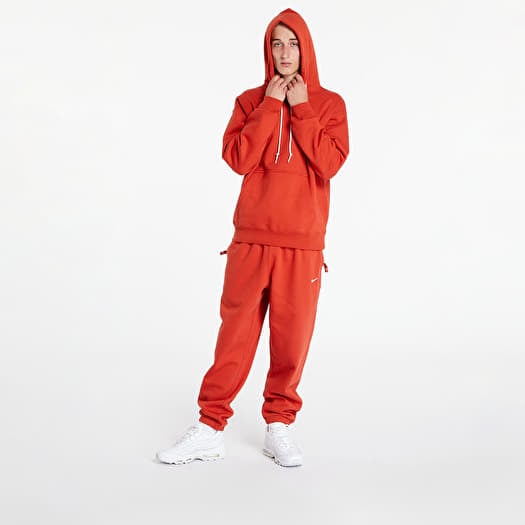 White nike hoodie with red swoosh on sale