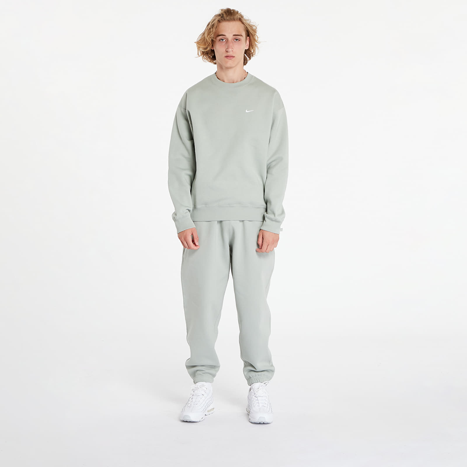 Melegítő Nike Solo Swoosh Men's Fleece Pants Jade Horizon/ White