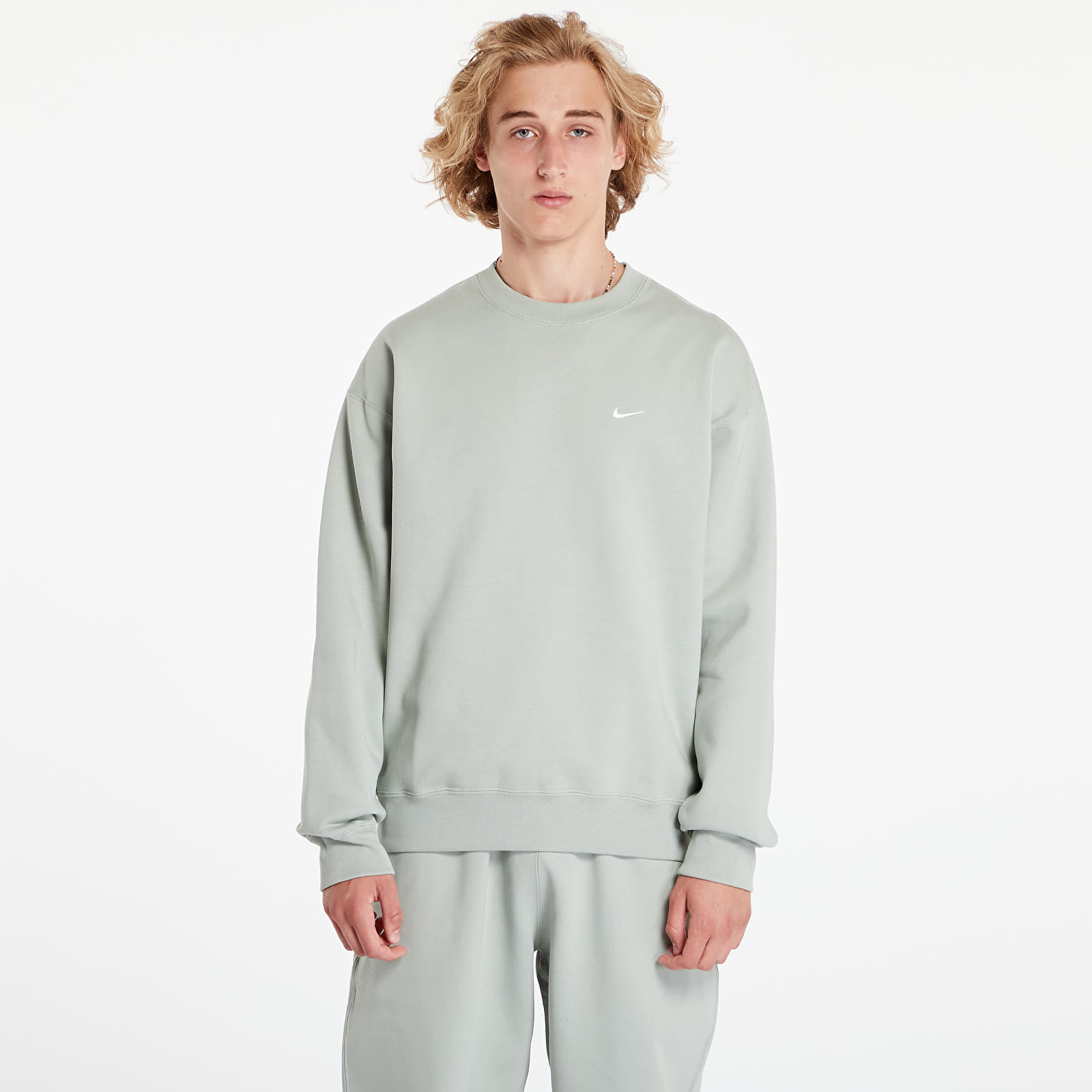 Sweatshirt Nike Solo Swoosh Men's Fleece Crew Jade Horizon/ White M