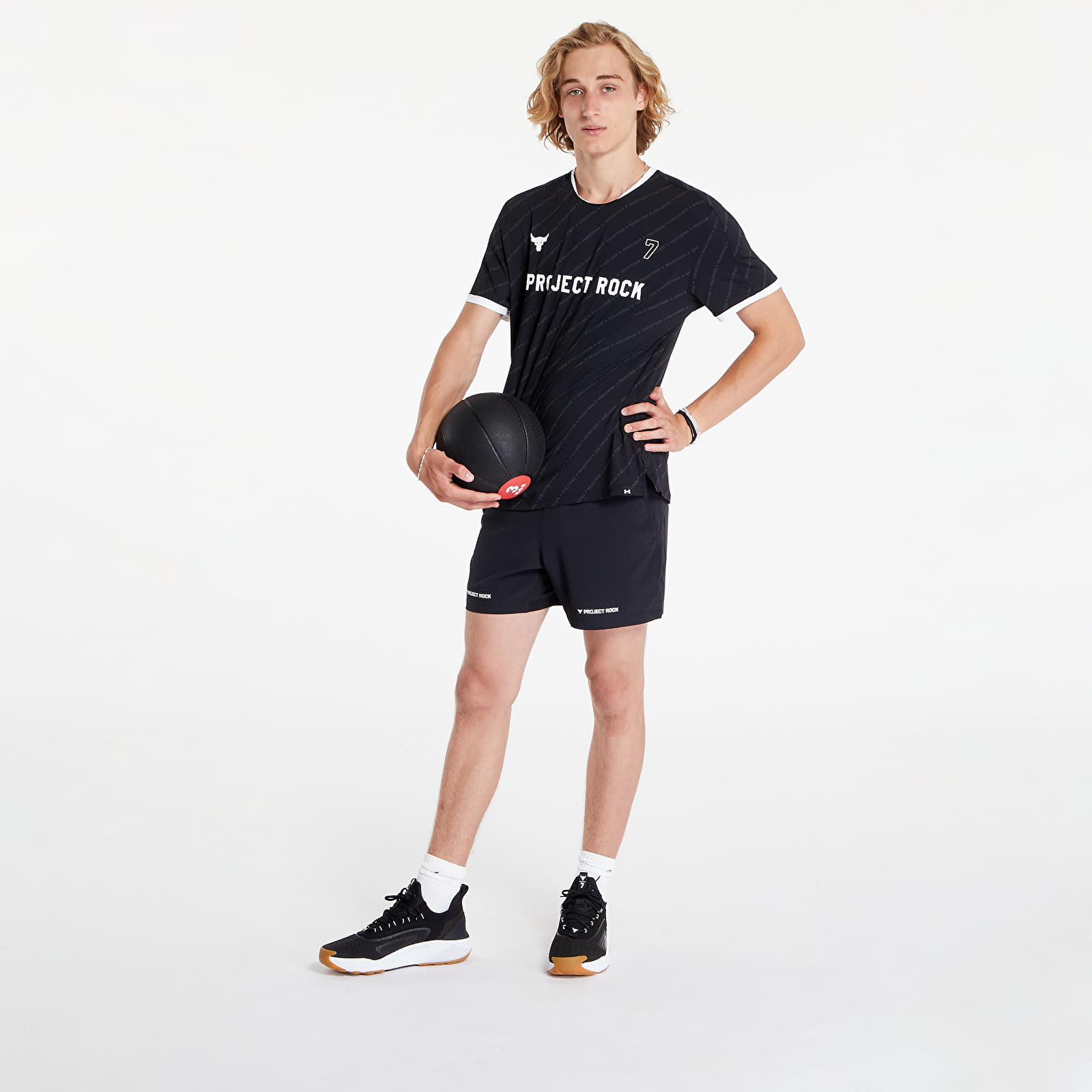 Trikots Under Armour Project Rock Rugby Shirt Black/ White