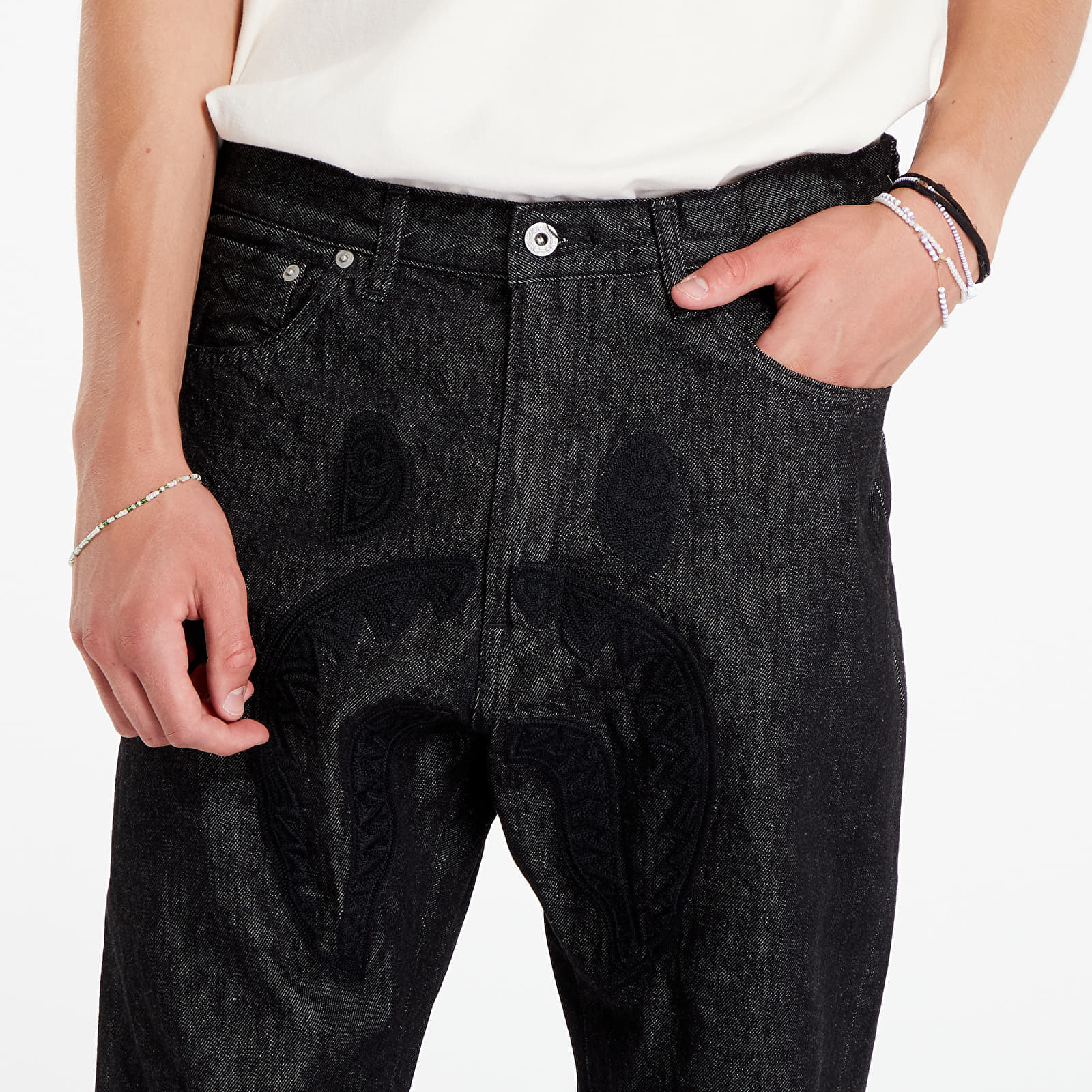 Blugi A BATHING APE Shark 13 Oz Denim Pants Black - 1 | YEO