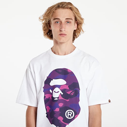 T shirts A BATHING APE Color Camo Big Ape Head Tee White Purple Footshop