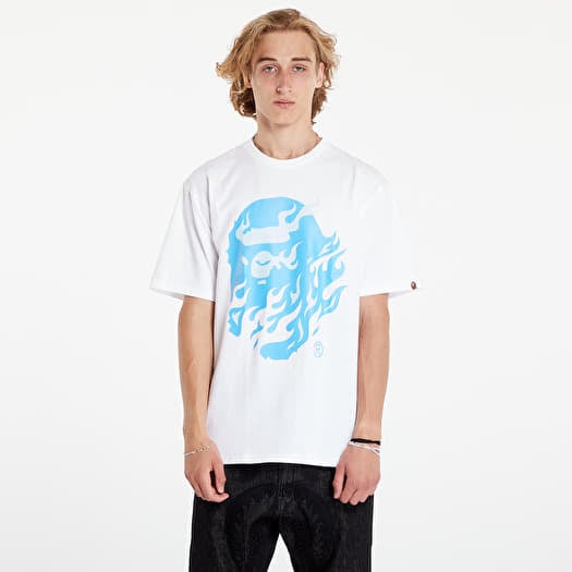 T-shirt A BATHING APE Flame Ape Head Tee White/ Blue
