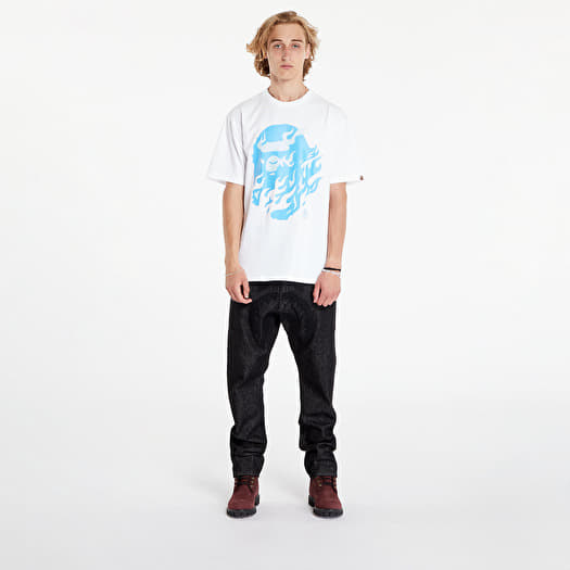 T-shirts A BATHING APE Flame Ape Head Tee White/ Blue