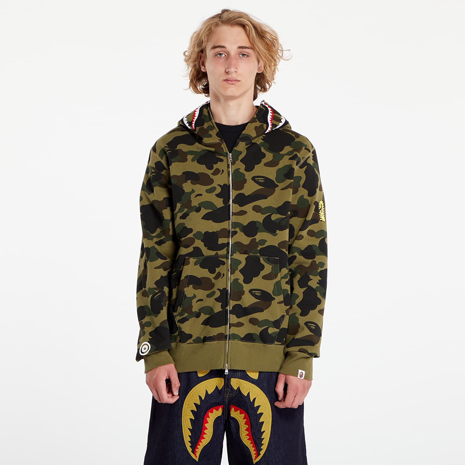 A bathing ape camo shark hoodie cheap