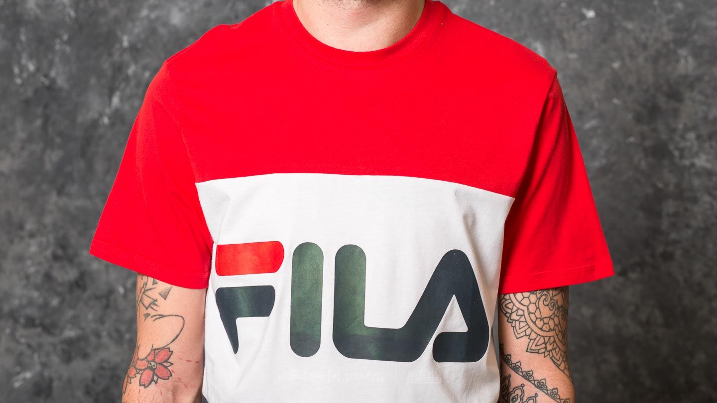 Red black and white fila shirt online
