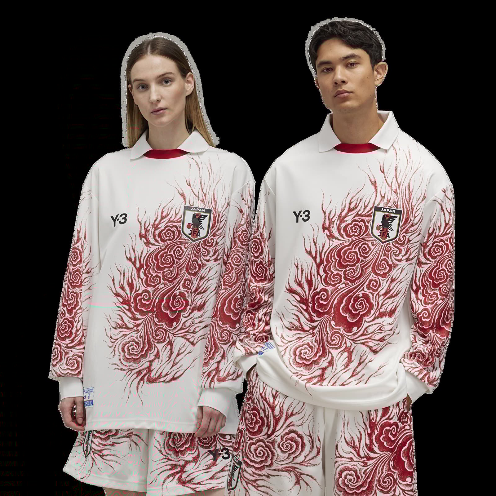 Tričká Y-3 JFA Long Sleeve Tee Core White/ Team Power Red
