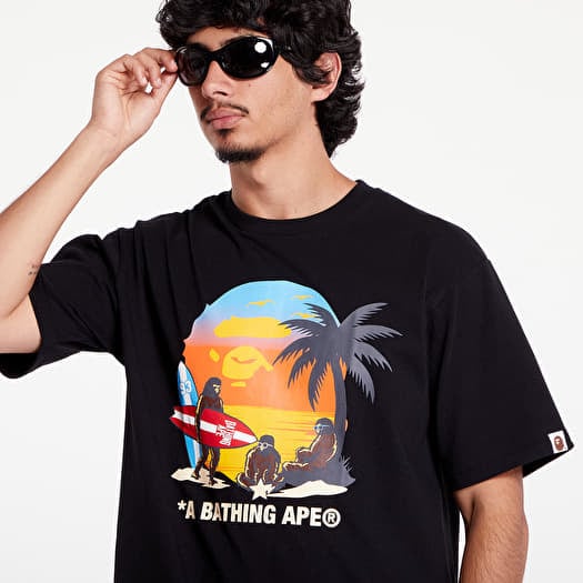 A BATHING APE Tシャツ BUSY WORKS RELAXED FIT TEE SPRAY PRINT APE HEAD RELAXED FIT