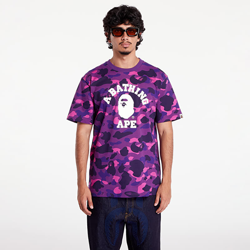 T-shirts A BATHING APE Color Camo College Tee Purple