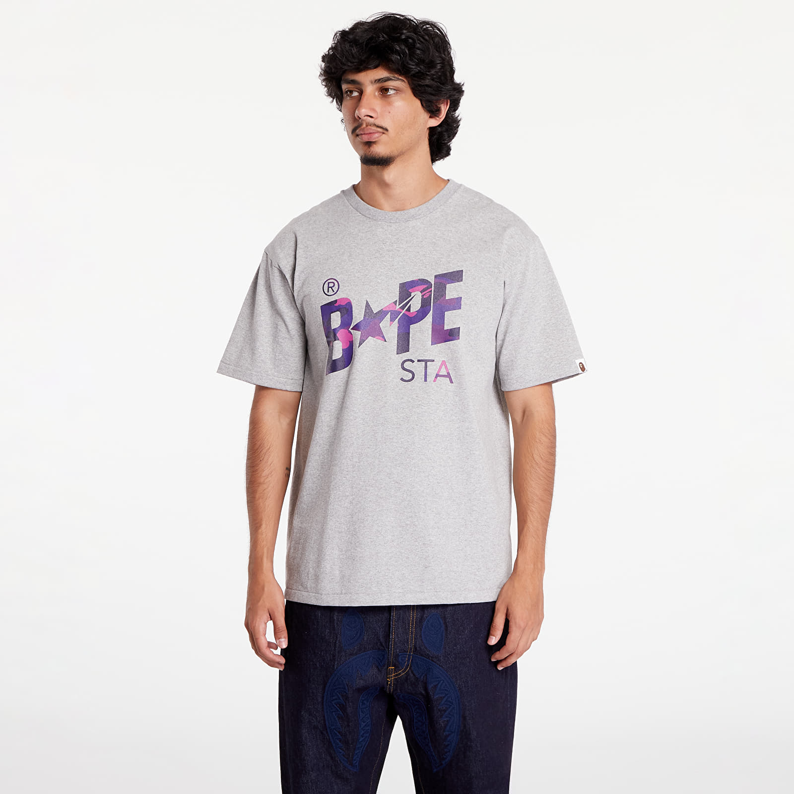 T-Shirts A BATHING APE Color Camo Bape Sta Logo Tee Gray