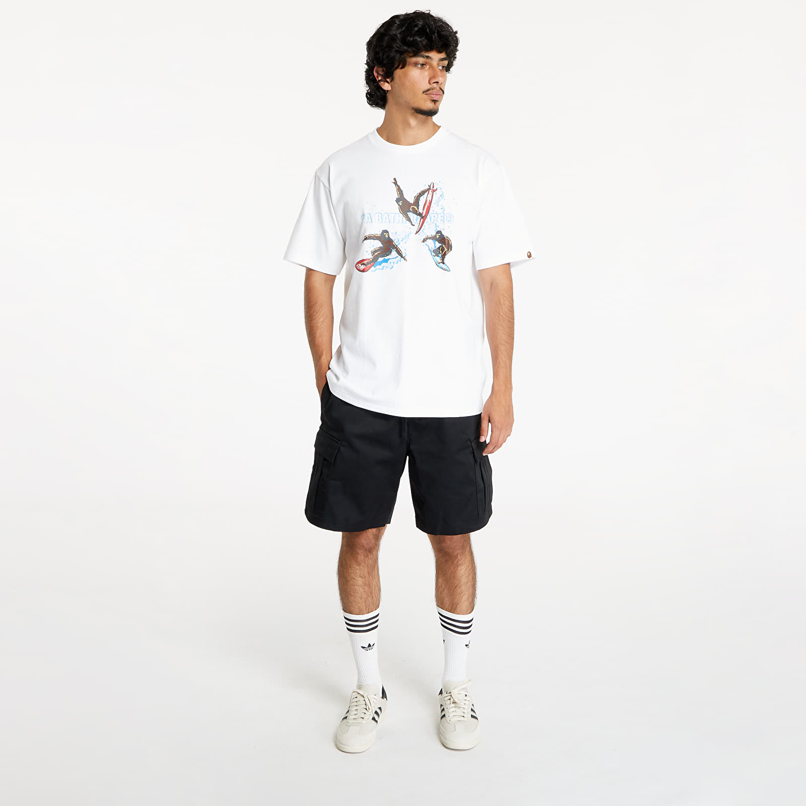T-paidat A BATHING APE Surfing Apes Tee White