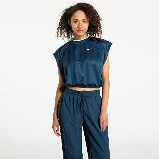 Nike Sportswear Collection Women's Dri-FIT Jacquard Short-Sleeve Jersey Top Armory Navy/ Armory Navy/ White