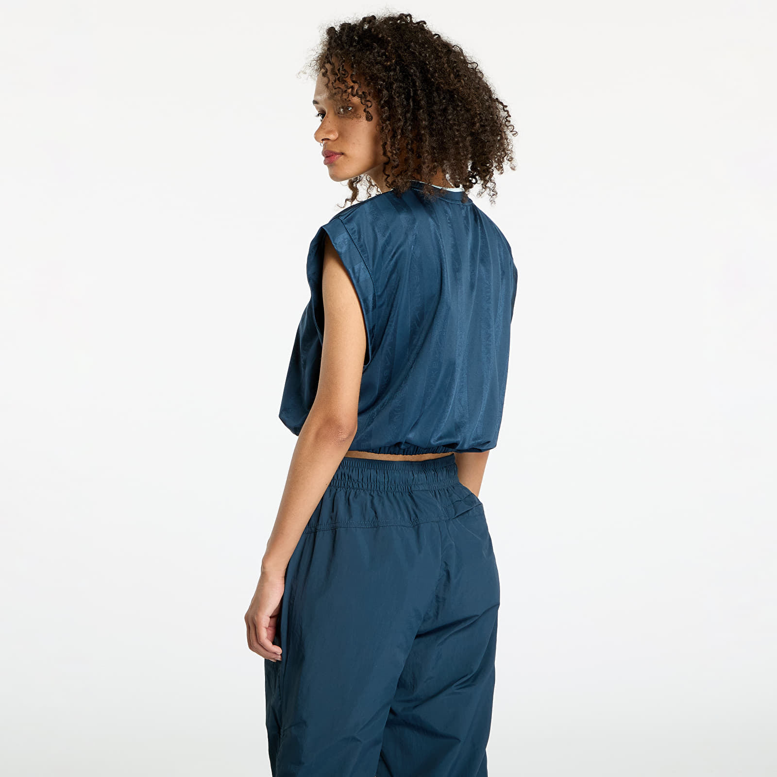 Dámská trička Nike Sportswear Collection Women's Dri-FIT Jacquard Short-Sleeve Jersey Top Armory Navy/ Armory Navy/ White