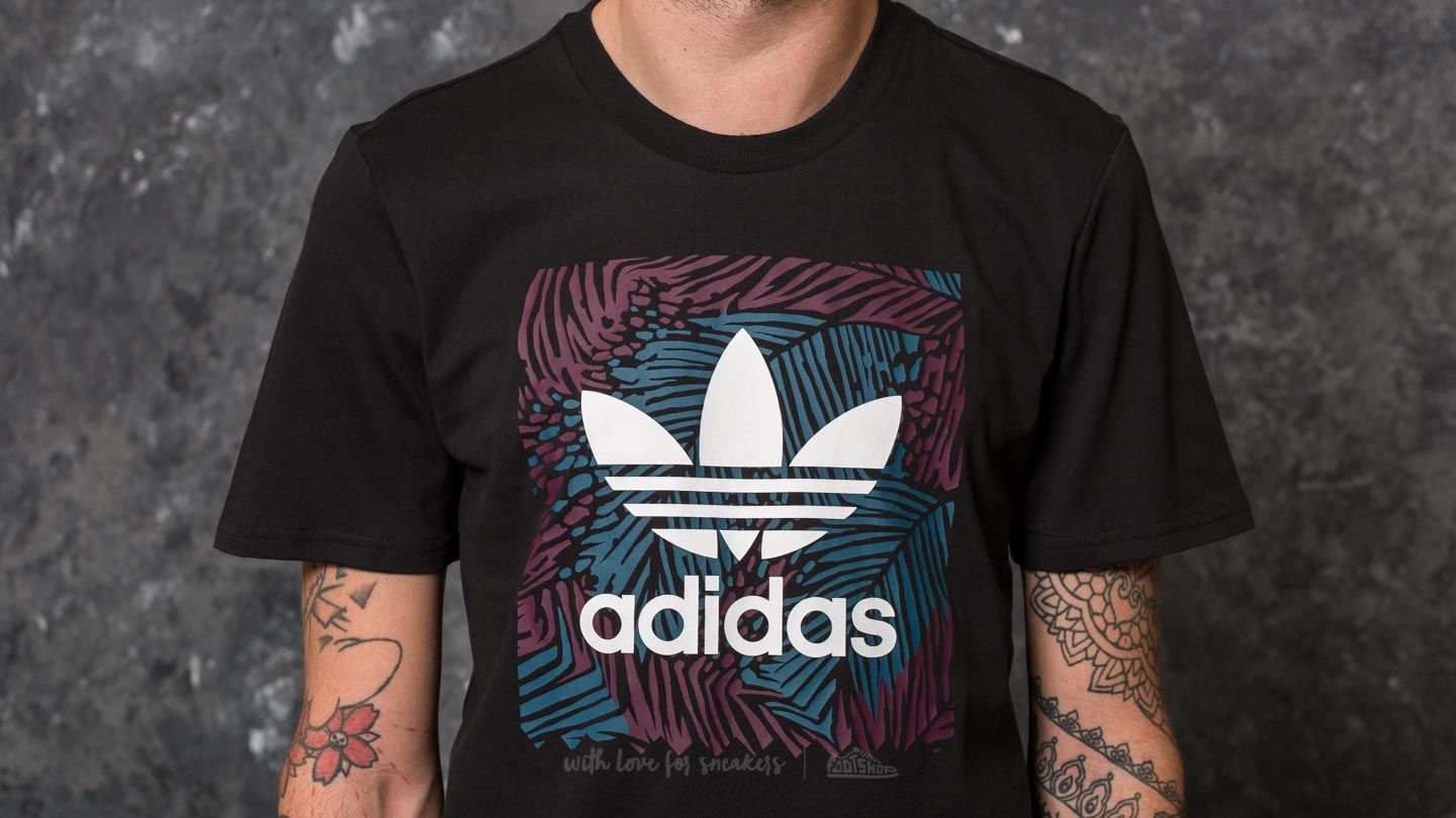 T-shirts adidas Black Bird Palm Tee Black