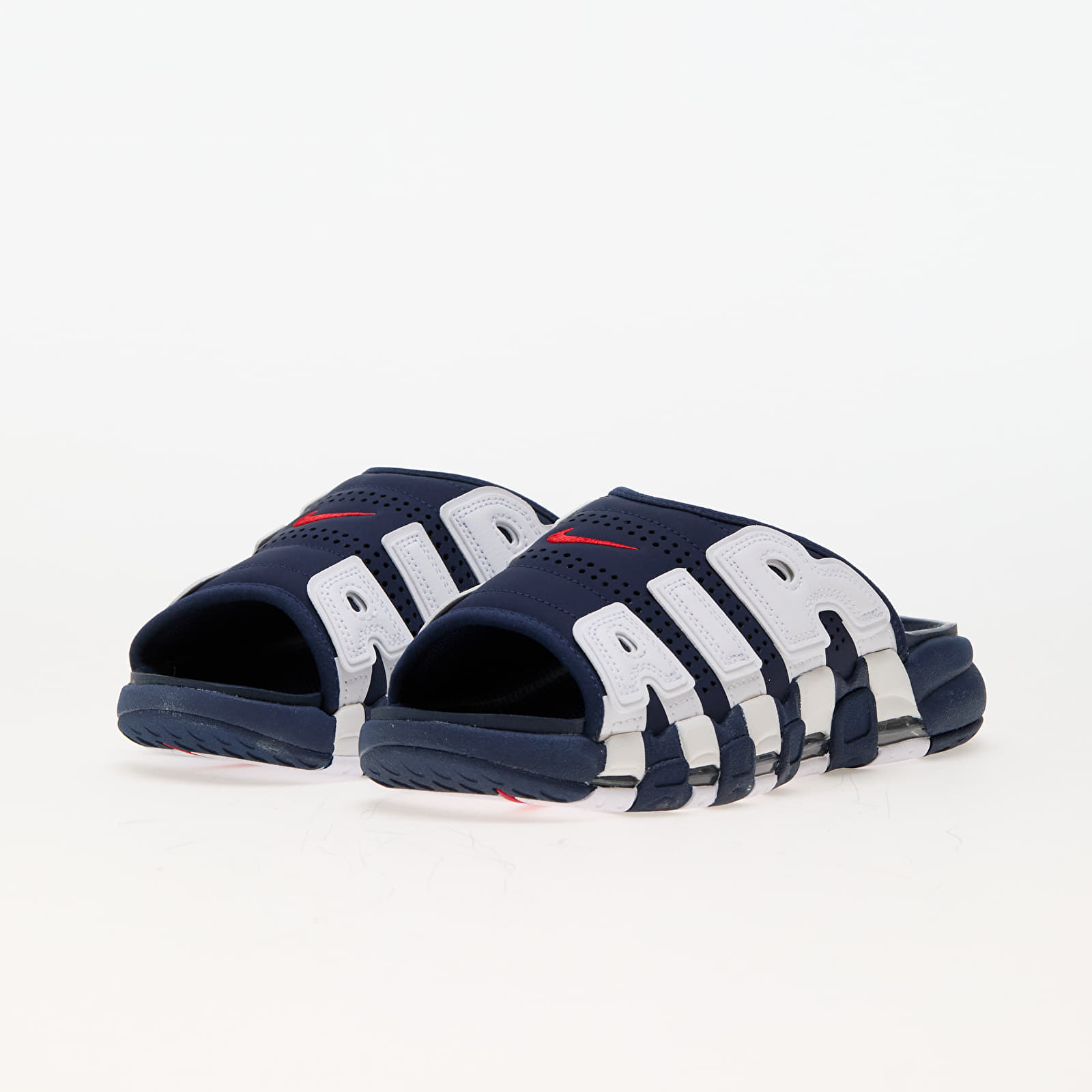 Férfi cipők Nike Air More Uptempo Slide Midnight Navy/ University Red-White-Clear