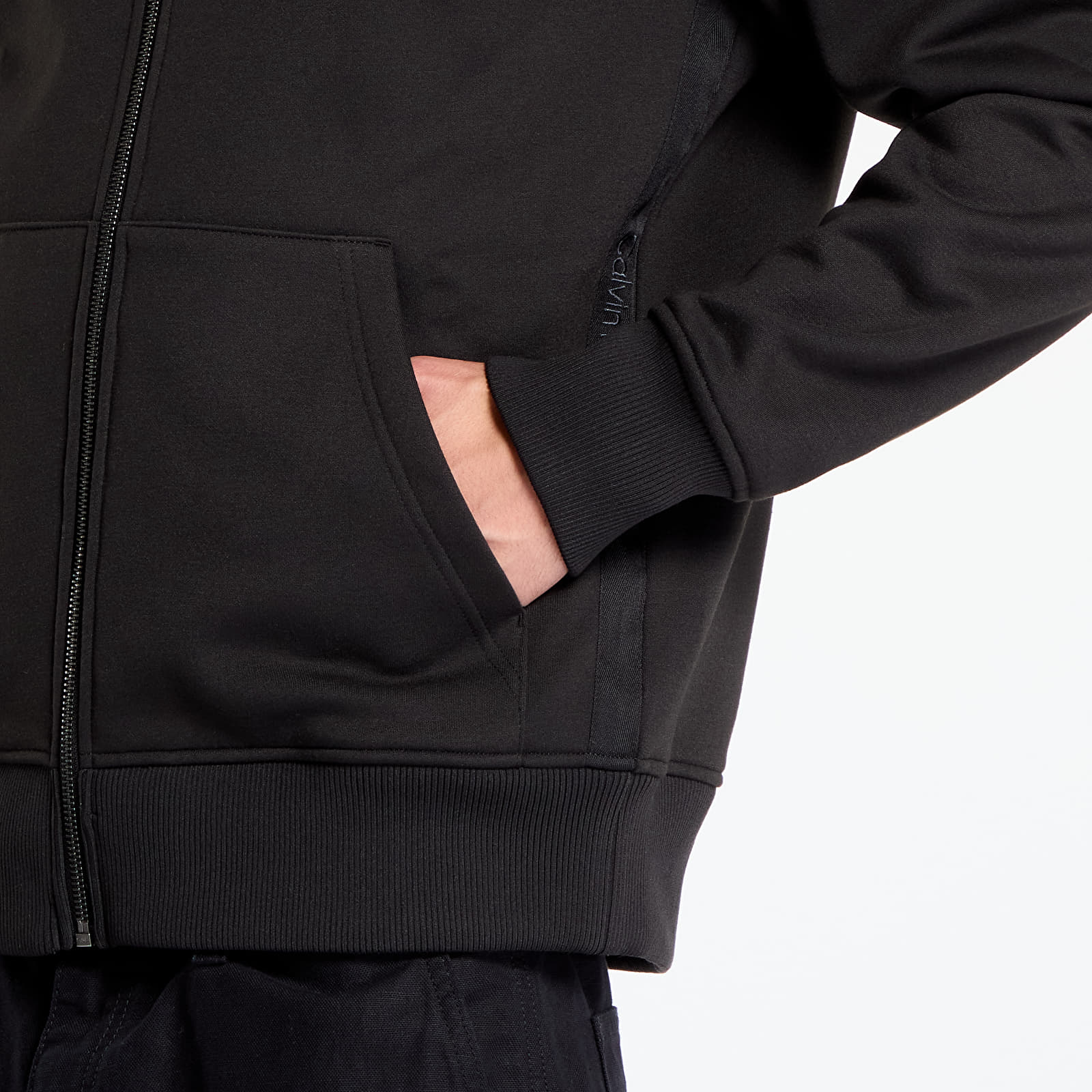Mikiny Calvin Klein Jeans Logo Tape Zip Through Black