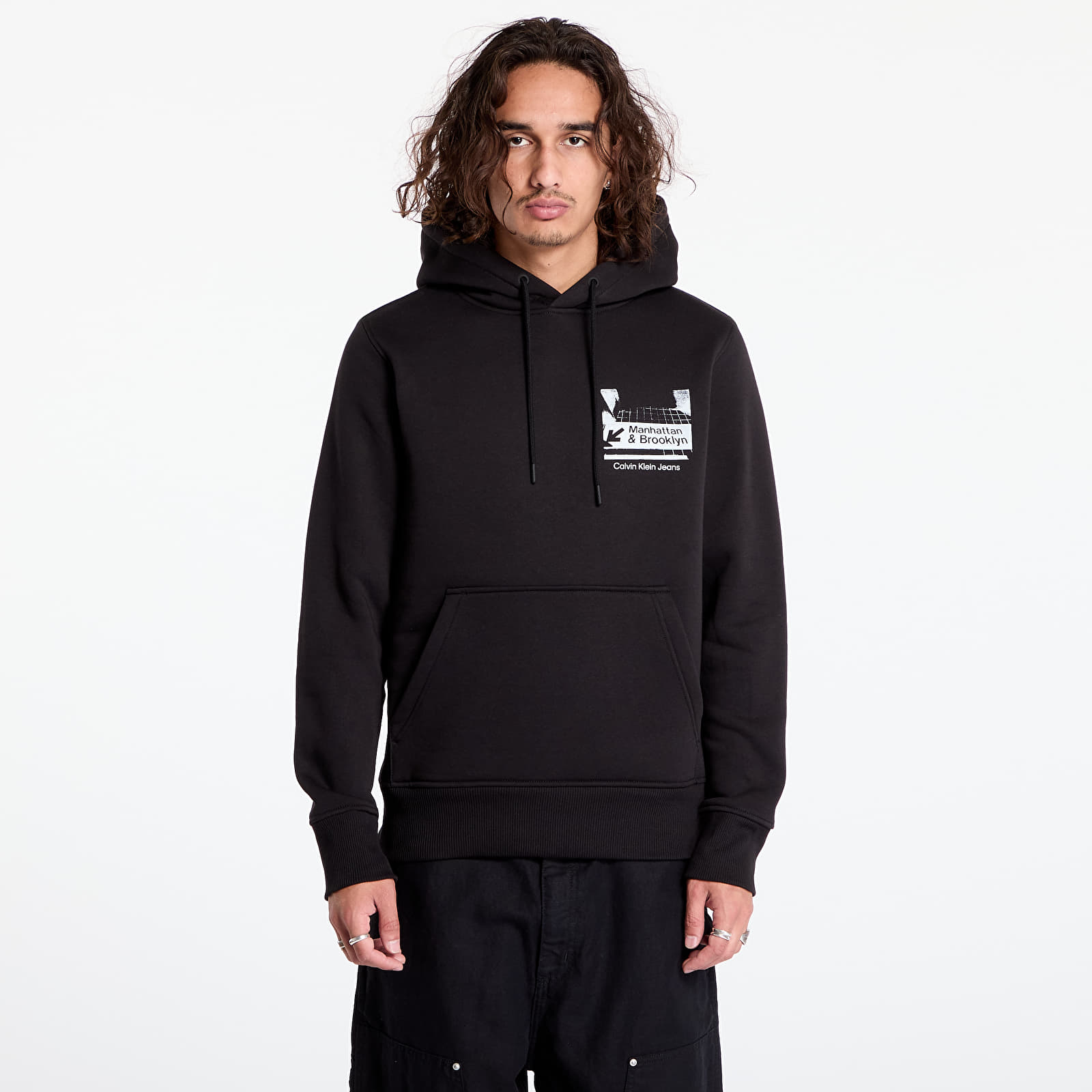 Mikiny Calvin Klein Jeans Subway Sign Hoodie Black