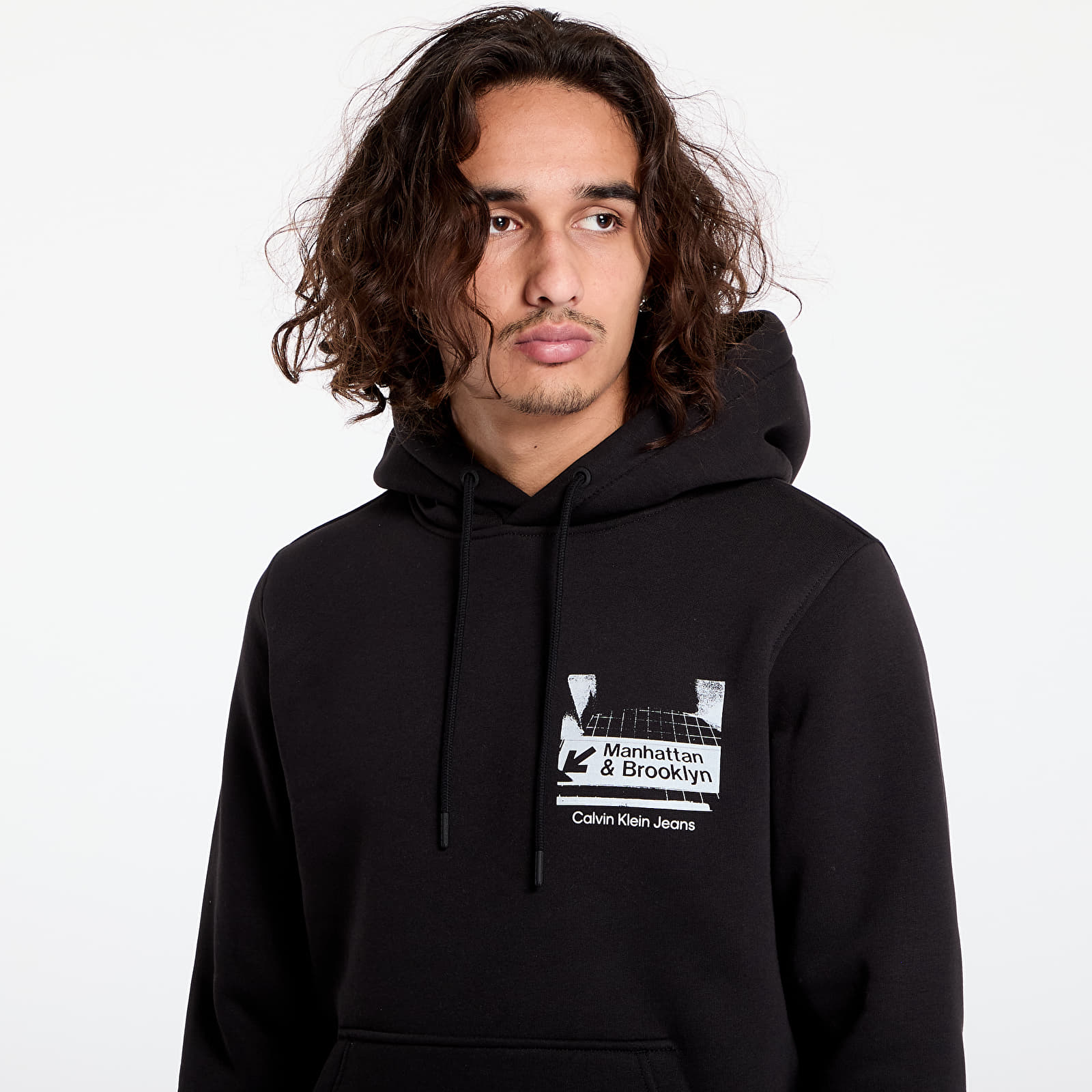 Mikiny Calvin Klein Jeans Subway Sign Hoodie Black